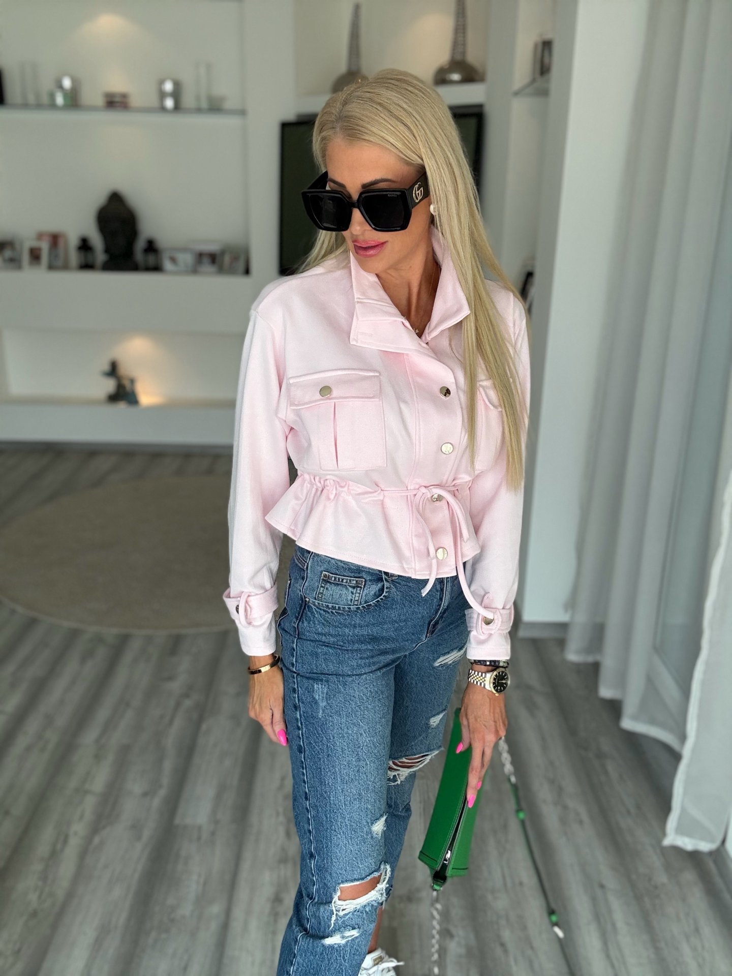 SPRING velúr hatású kabát rózsaszín 