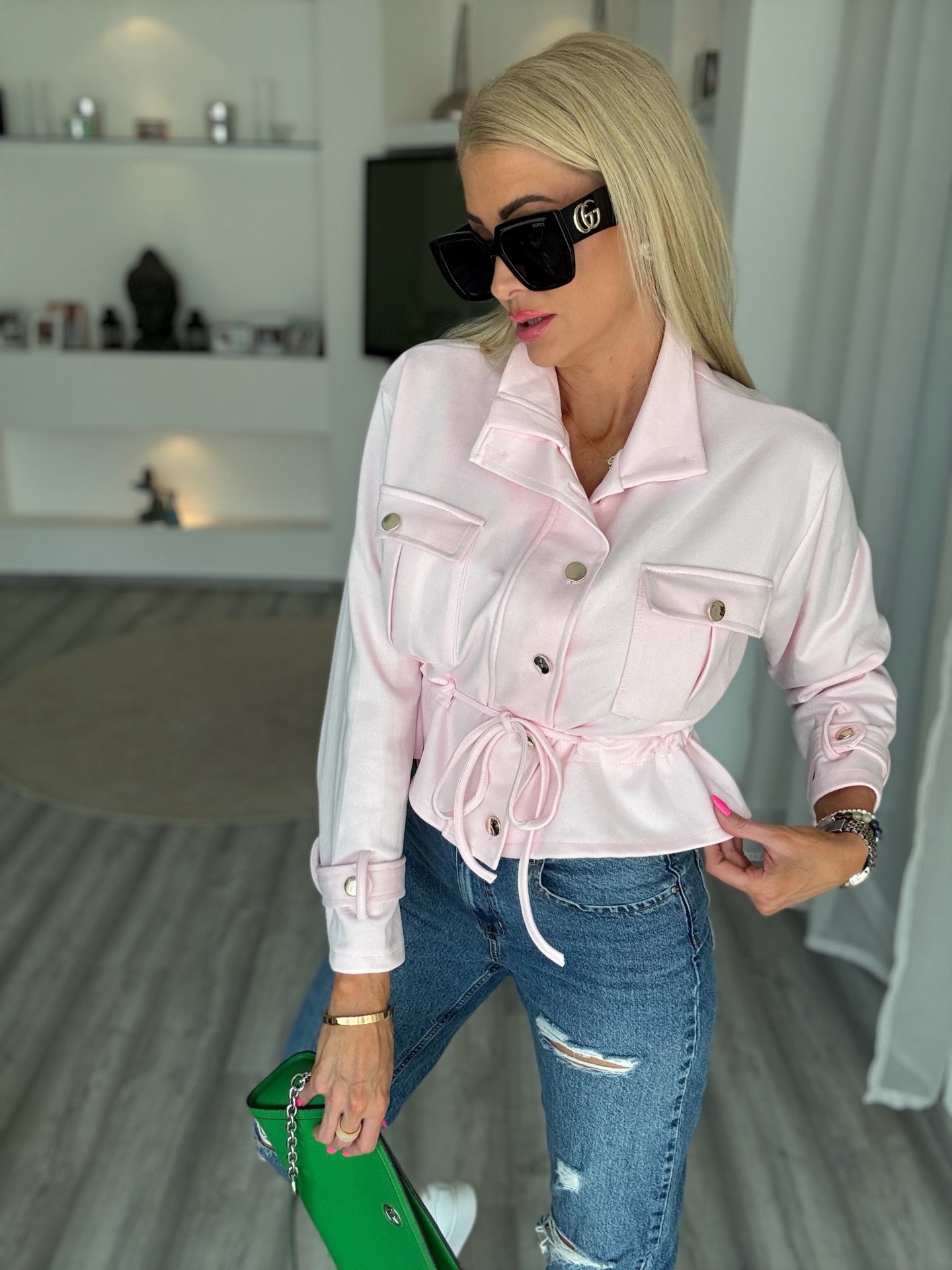 SPRING velúr hatású kabát rózsaszín 