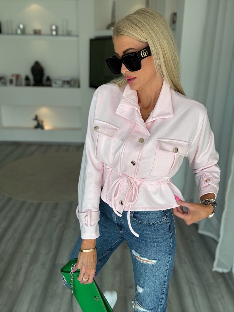 SPRING velúr hatású kabát rózsaszín 