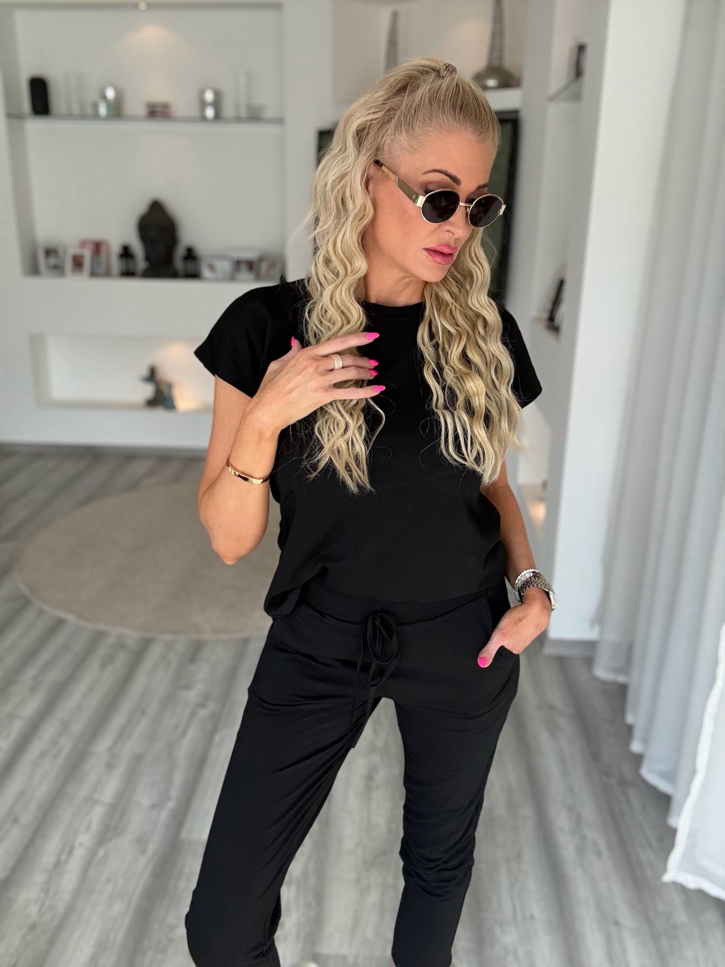 2 részes pamut szett fekete 