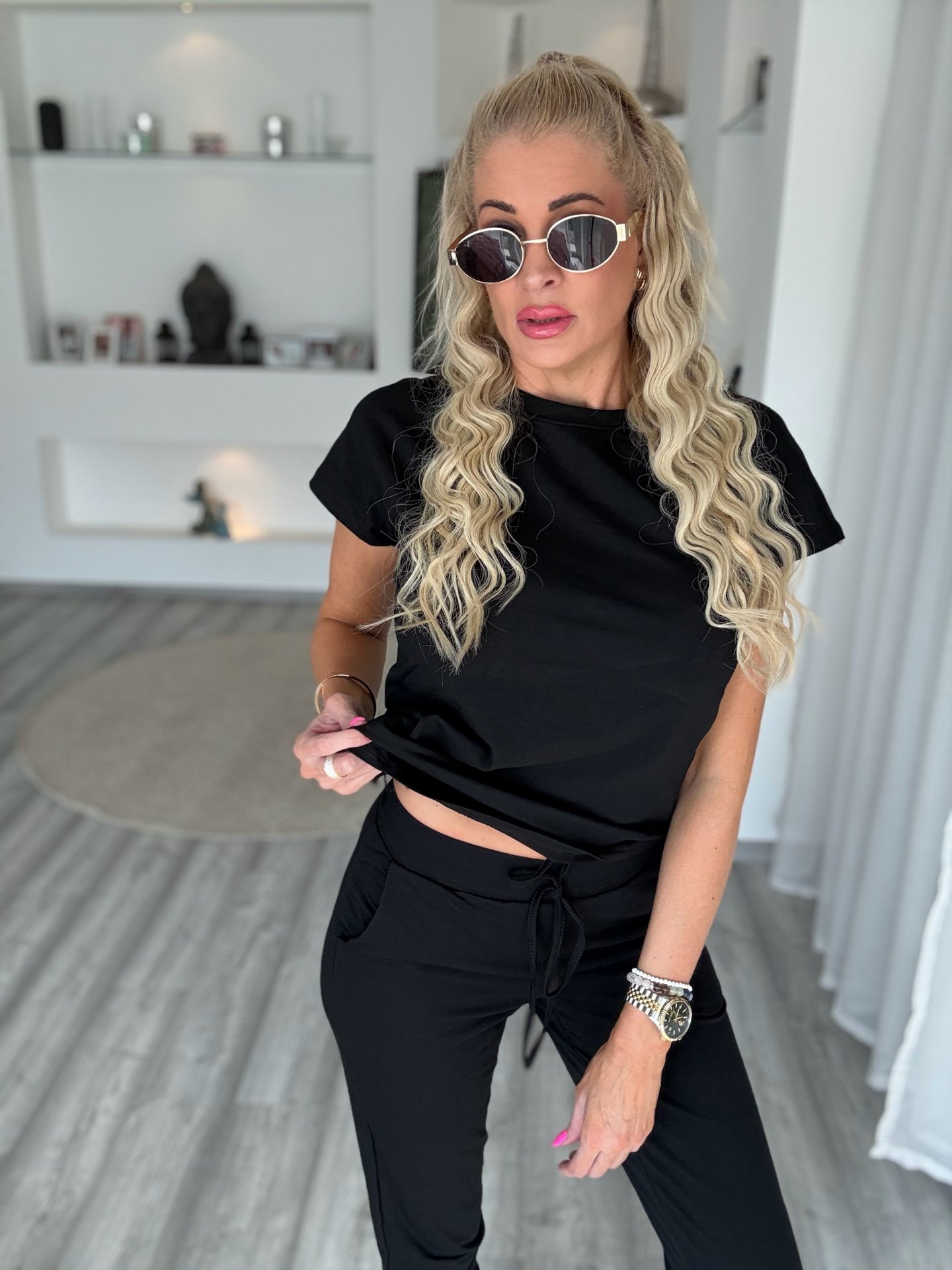 2 részes pamut szett fekete 