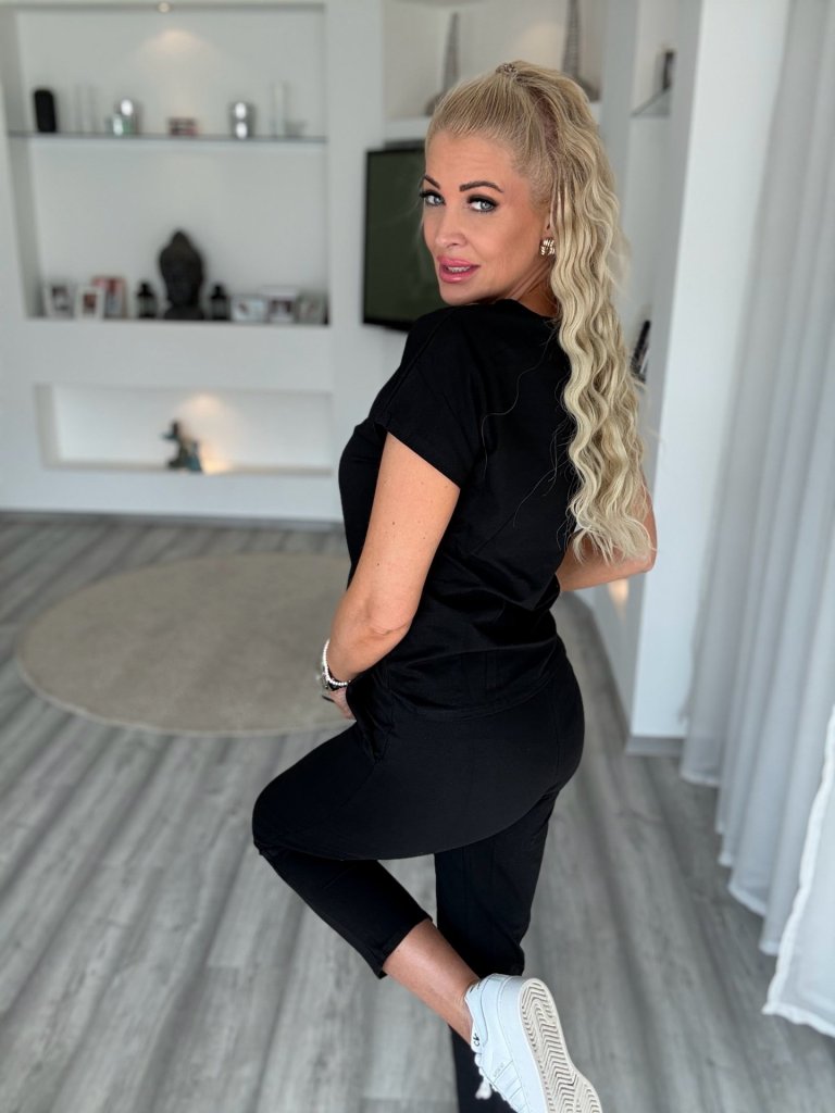 2 részes pamut szett fekete 