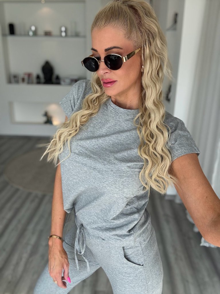 2 részes pamut szett szürke 