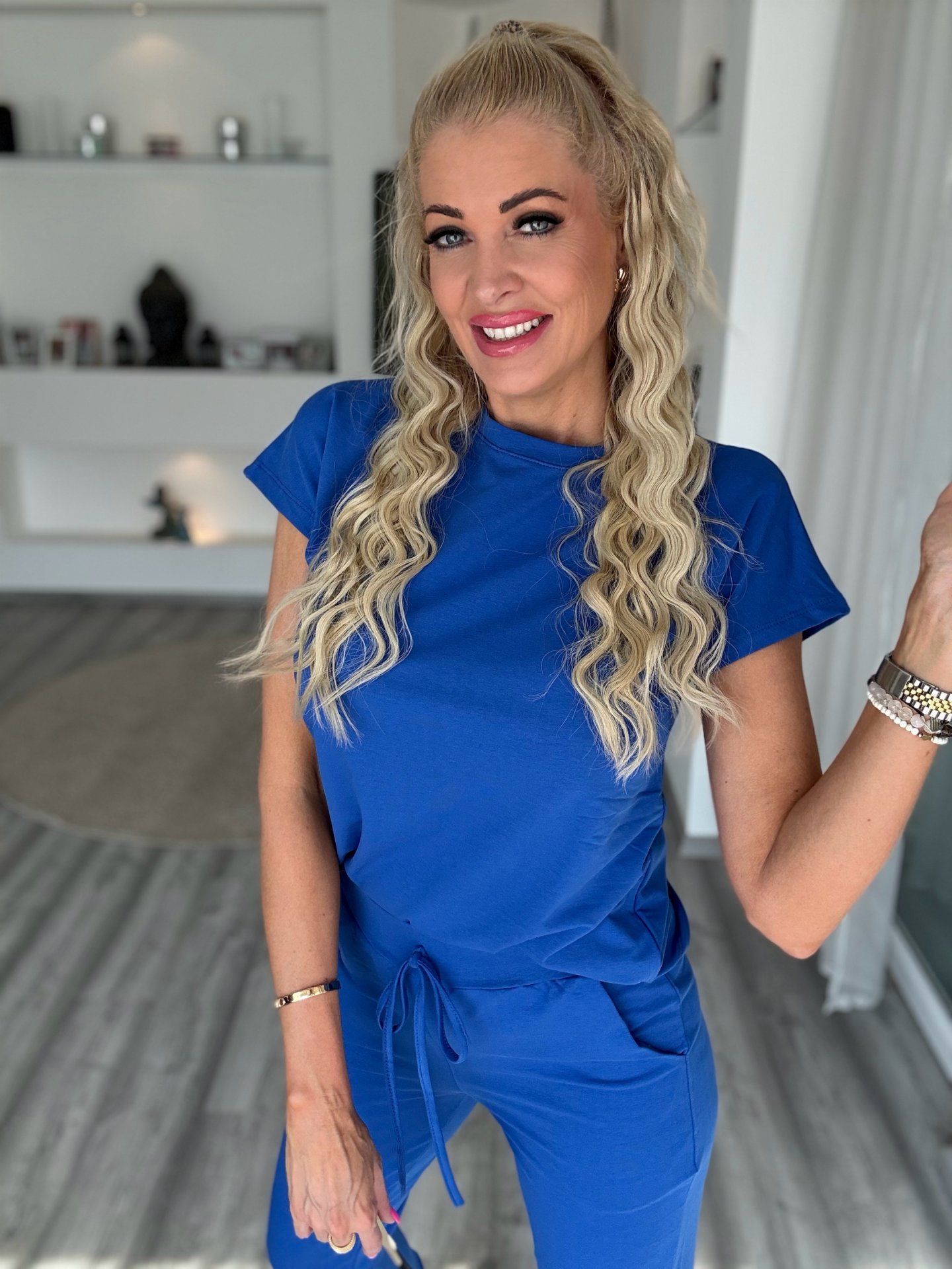 2 részes pamut szett királykék 