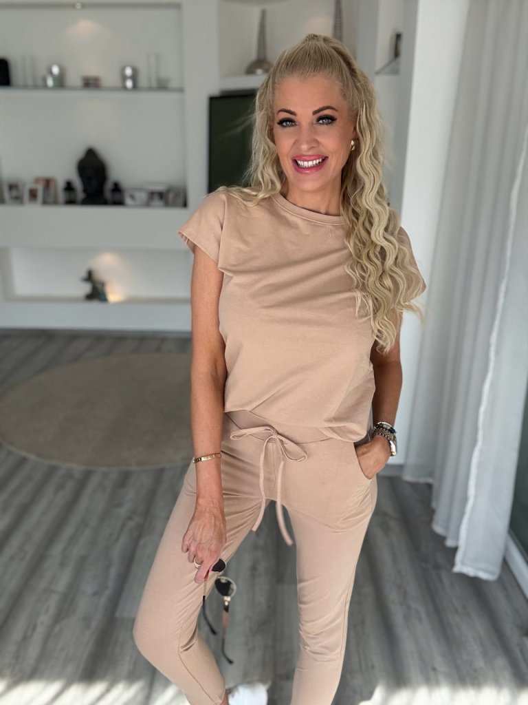 2 részes pamut szett barna 