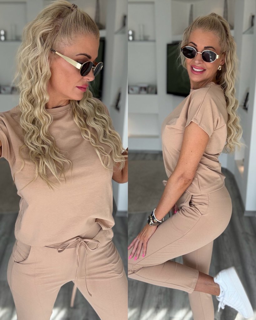 2 részes pamut szett barna 