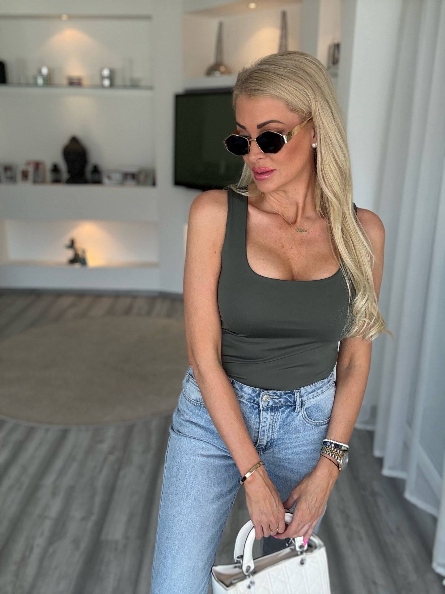 ZARA jégselyem felső khaki 
