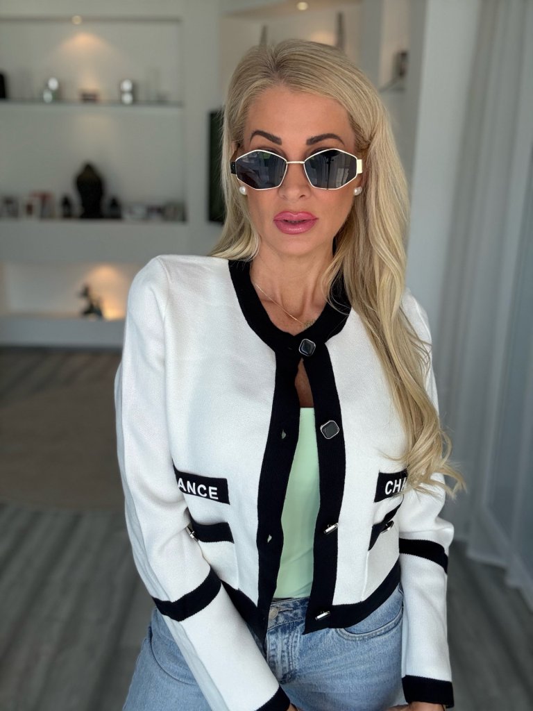 CHANCE tweed kabátka fehér