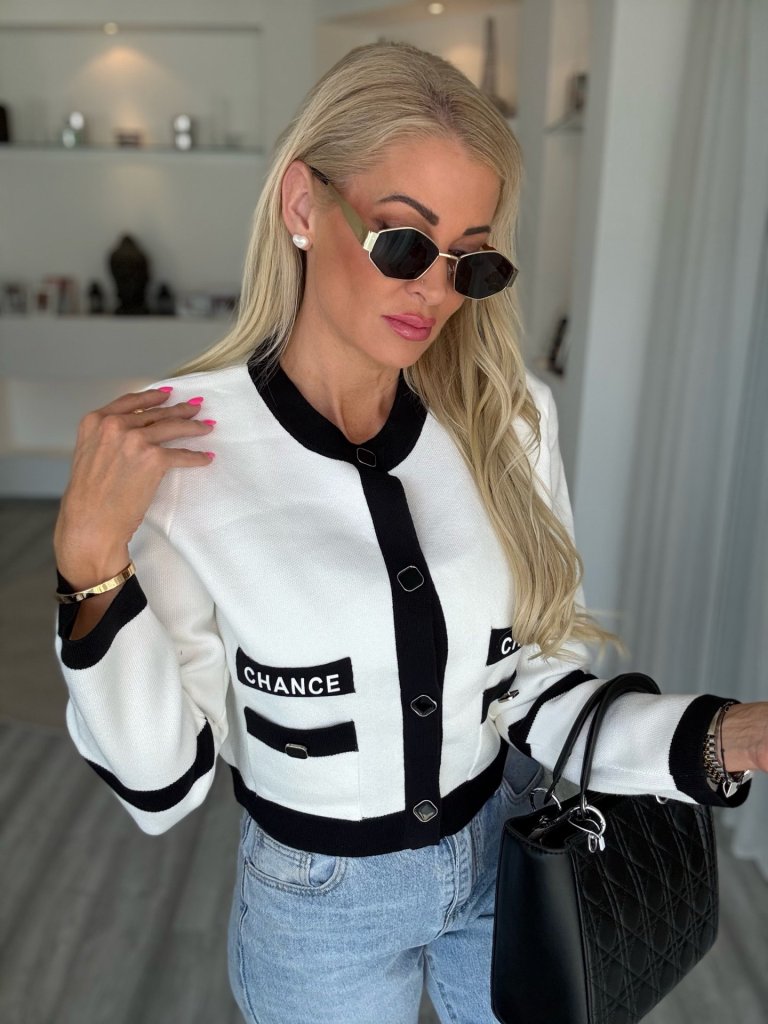 CHANCE tweed kabátka fehér