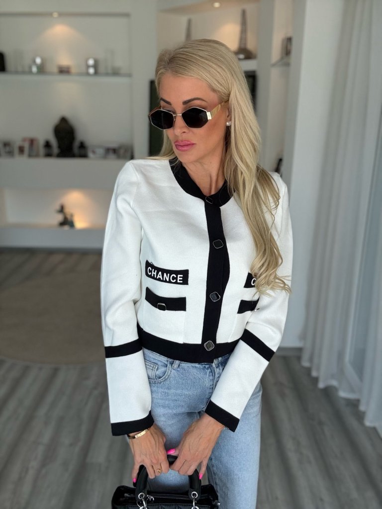 CHANCE tweed kabátka fehér