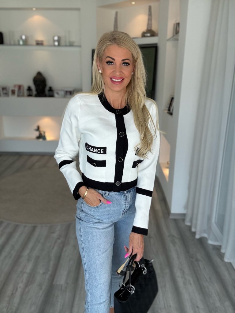 CHANCE tweed kabátka fehér