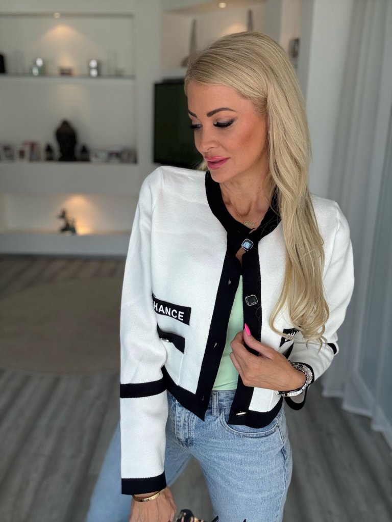 CHANCE tweed kabátka fehér