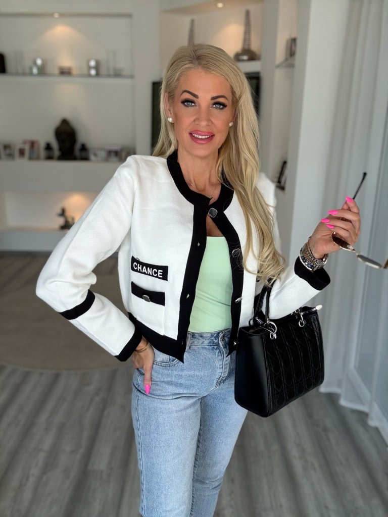 CHANCE tweed kabátka fehér