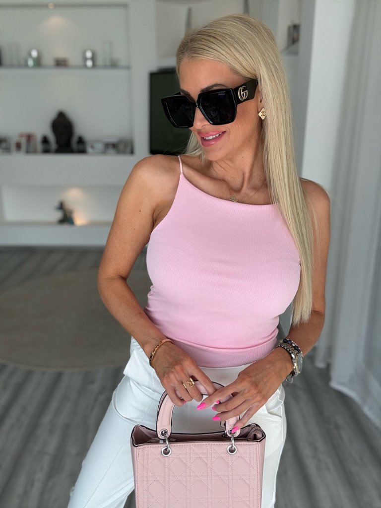 RIVA bordázott felső rózsaszín 