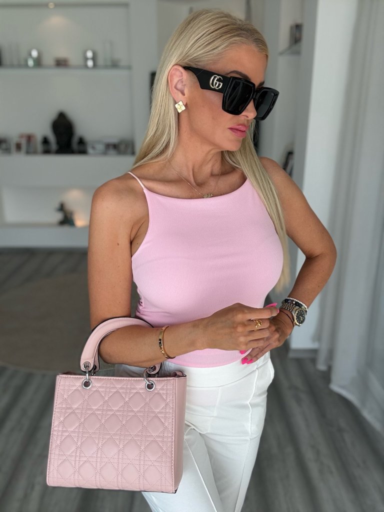 RIVA bordázott felső rózsaszín 