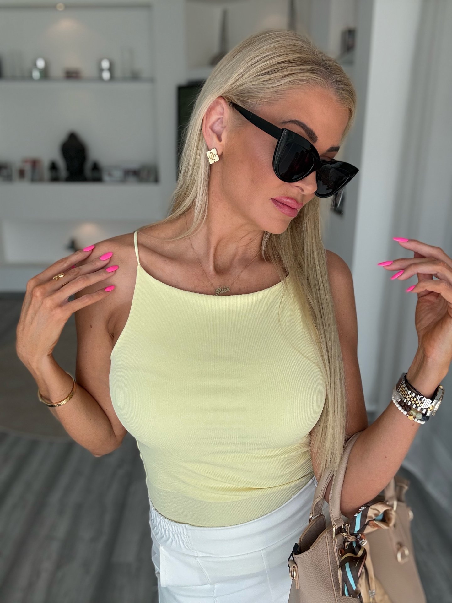 RIVA bordázott felső sárga 