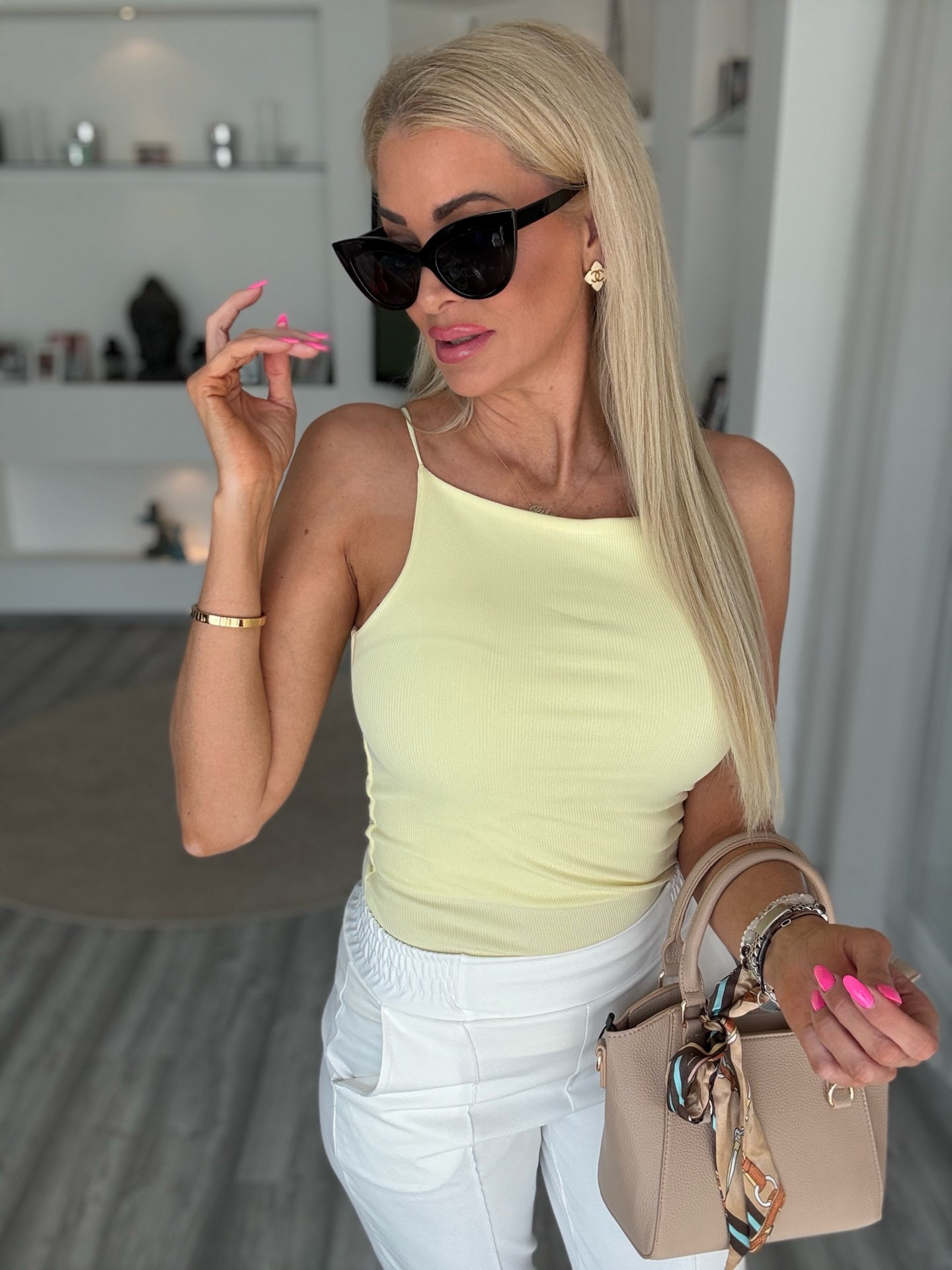 RIVA bordázott felső sárga 