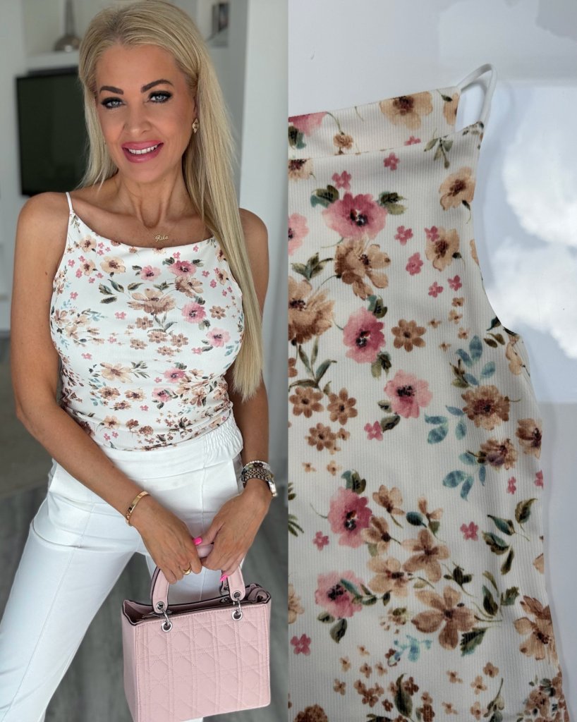 RIVA VIRÁGOS felső bézs 