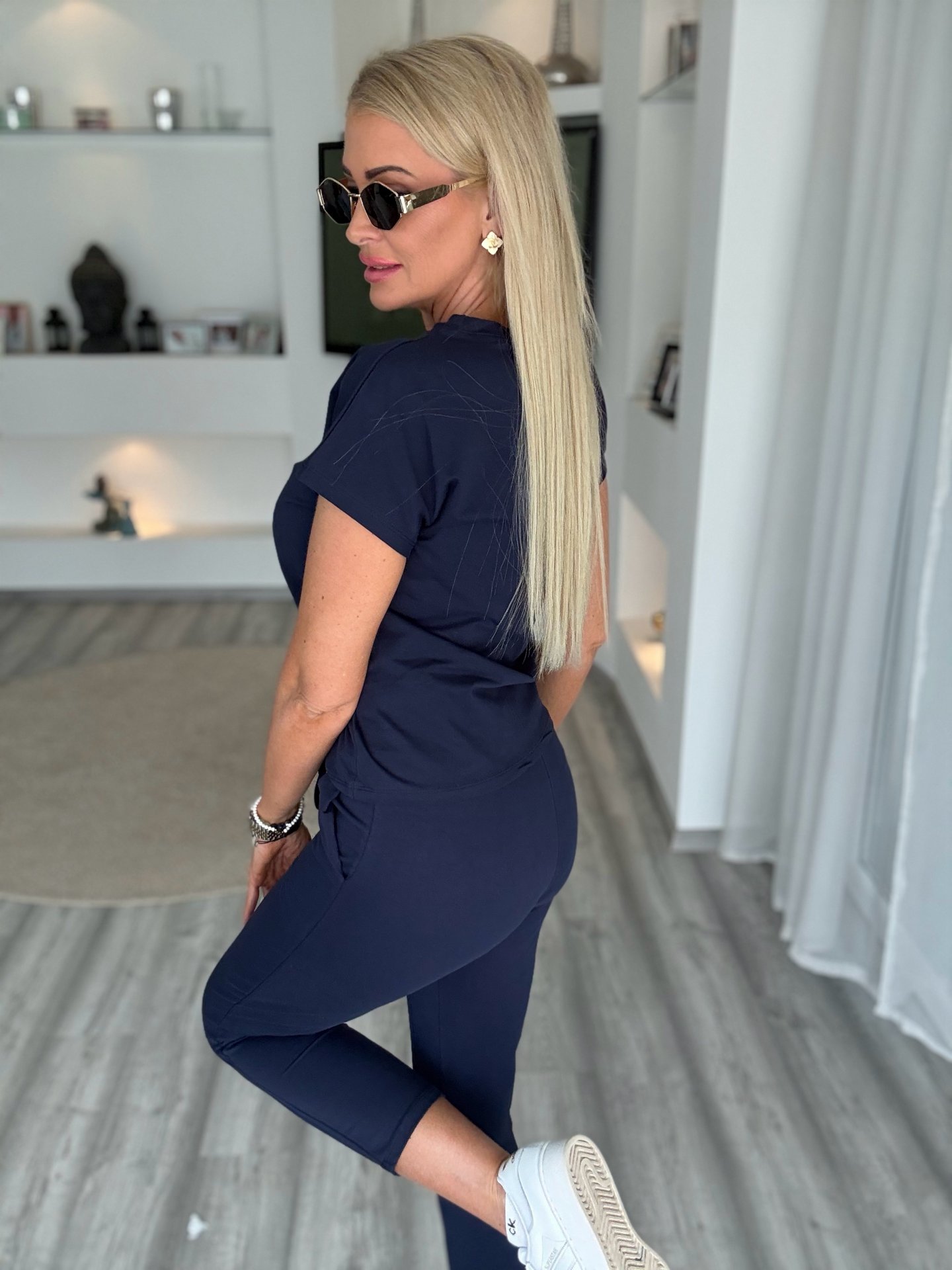 2 részes pamut szett sötétkék 