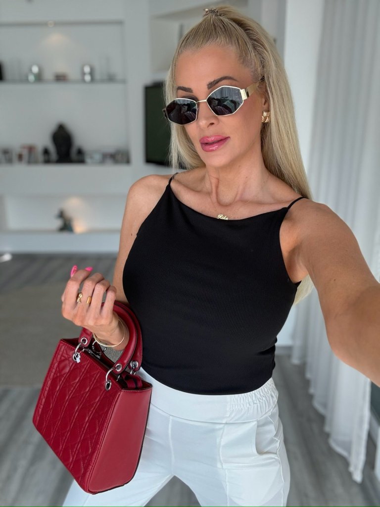 RIVA bordázott felső fekete 