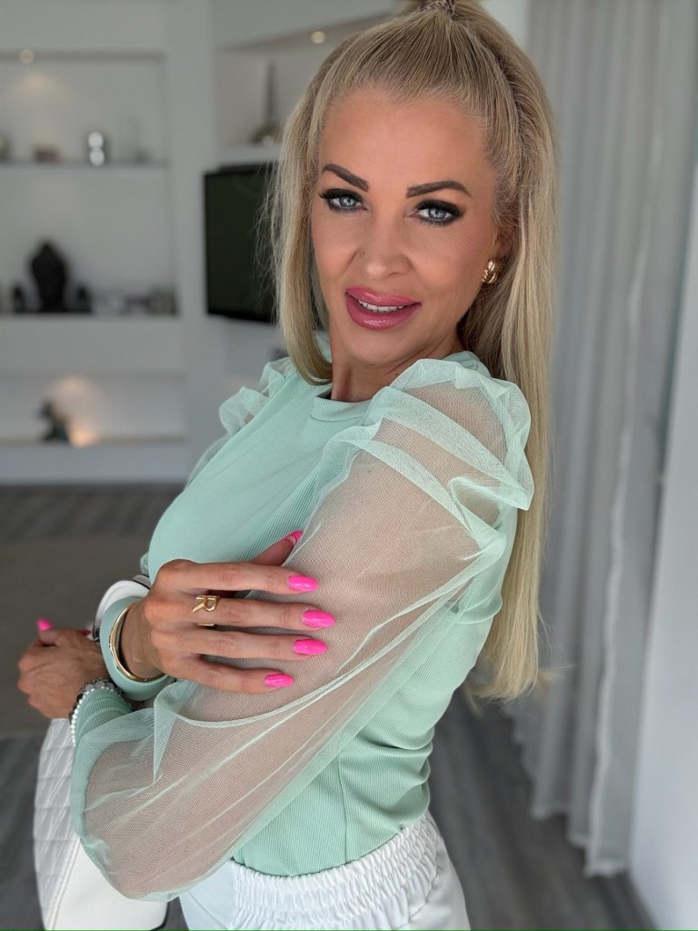 BLUSH tüll felső menta 