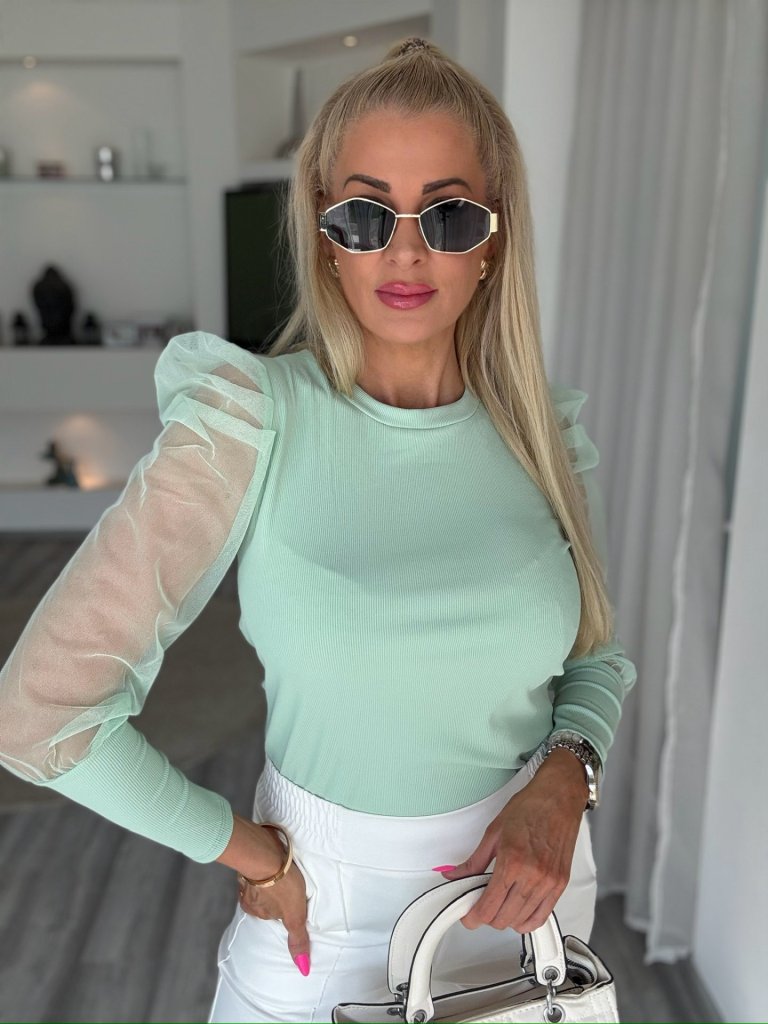 BLUSH tüll felső menta 