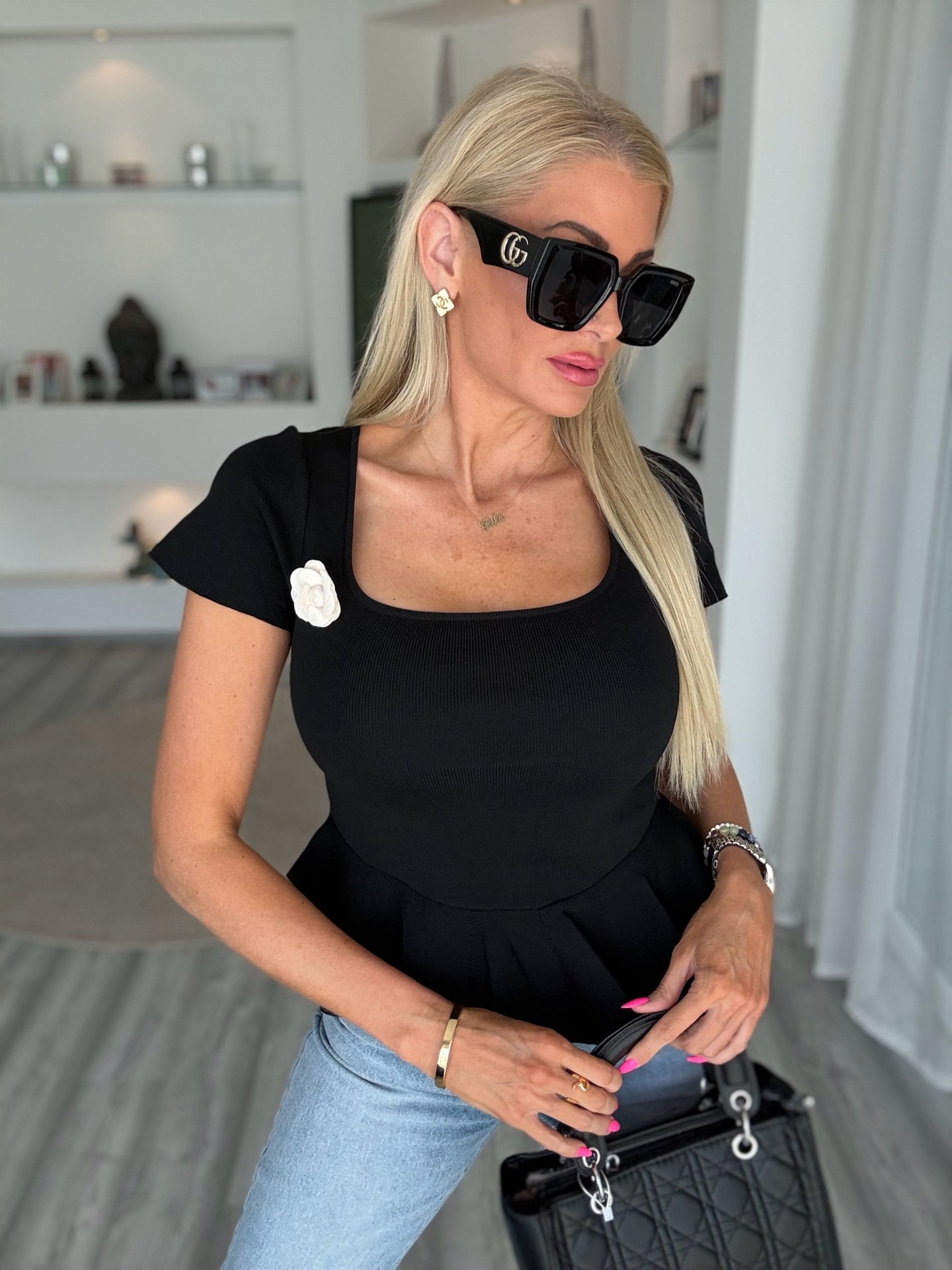 PEPLUM felső fekete .