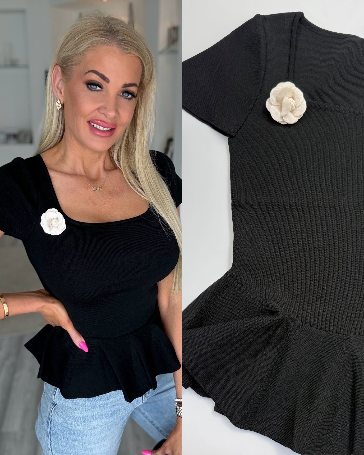 PEPLUM felső fekete .