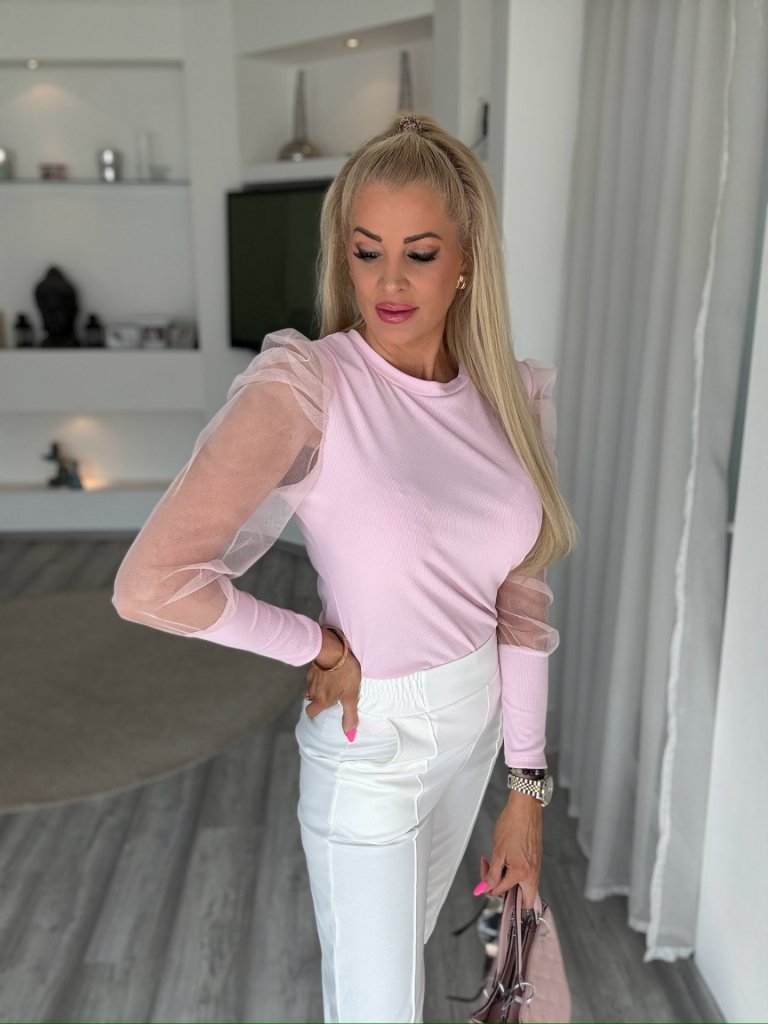 BLUSH tüll felső babarózsaszín 