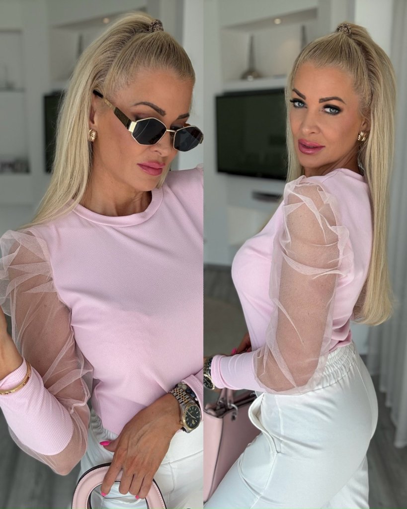BLUSH tüll felső babarózsaszín 