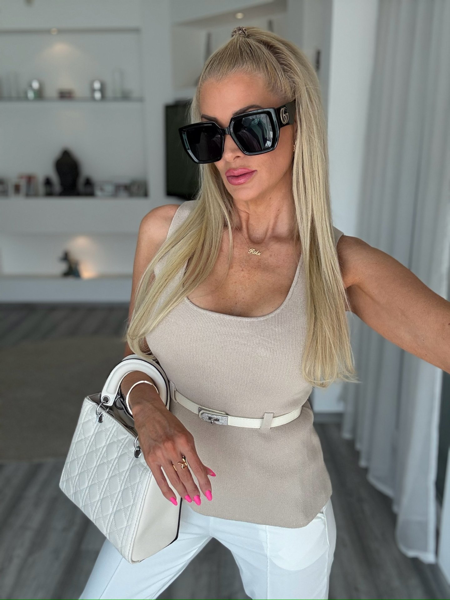 BELLA öves felső bézs 