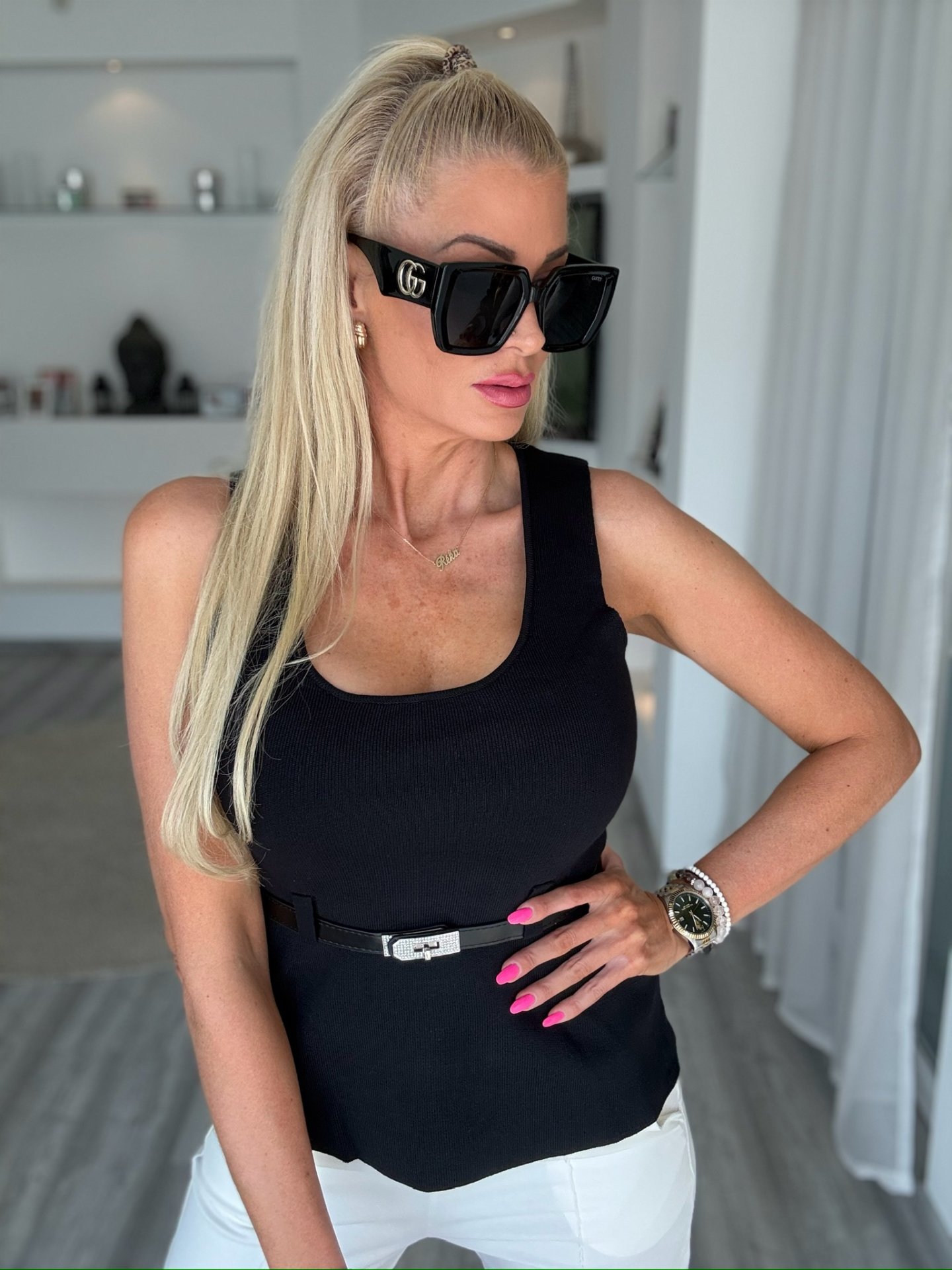 BELLA öves felső fekete 