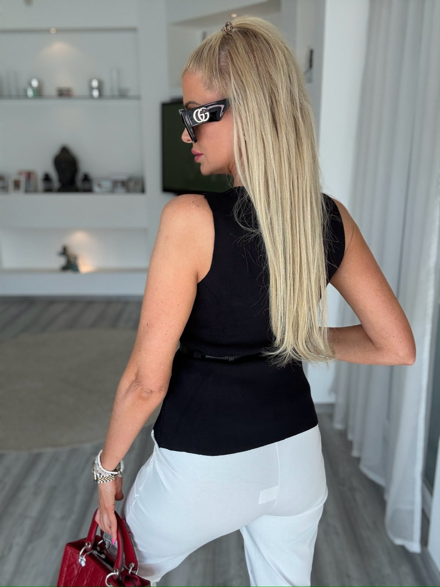 BELLA öves felső fekete 