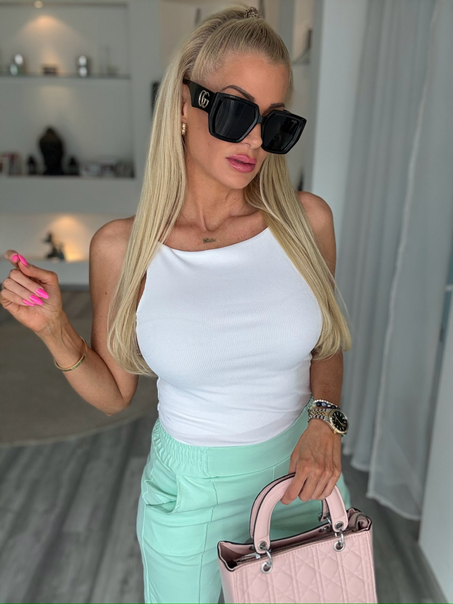 RIVA bordázott felső fehér 