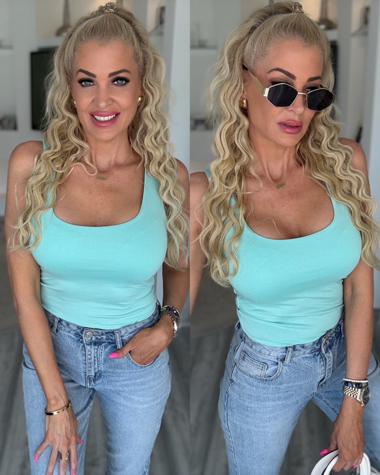 LAURA pamut trikó turkiz