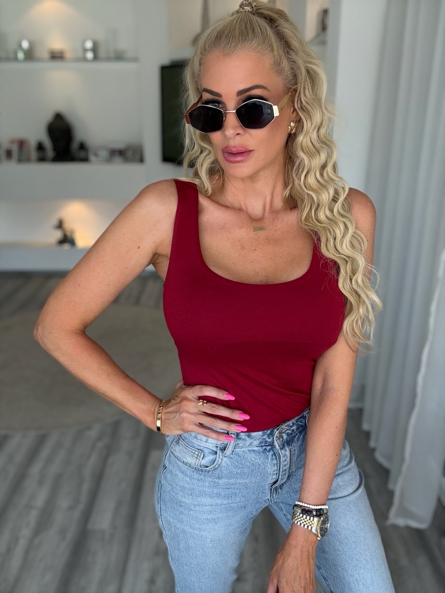 LAURA pamut trikó bordó 