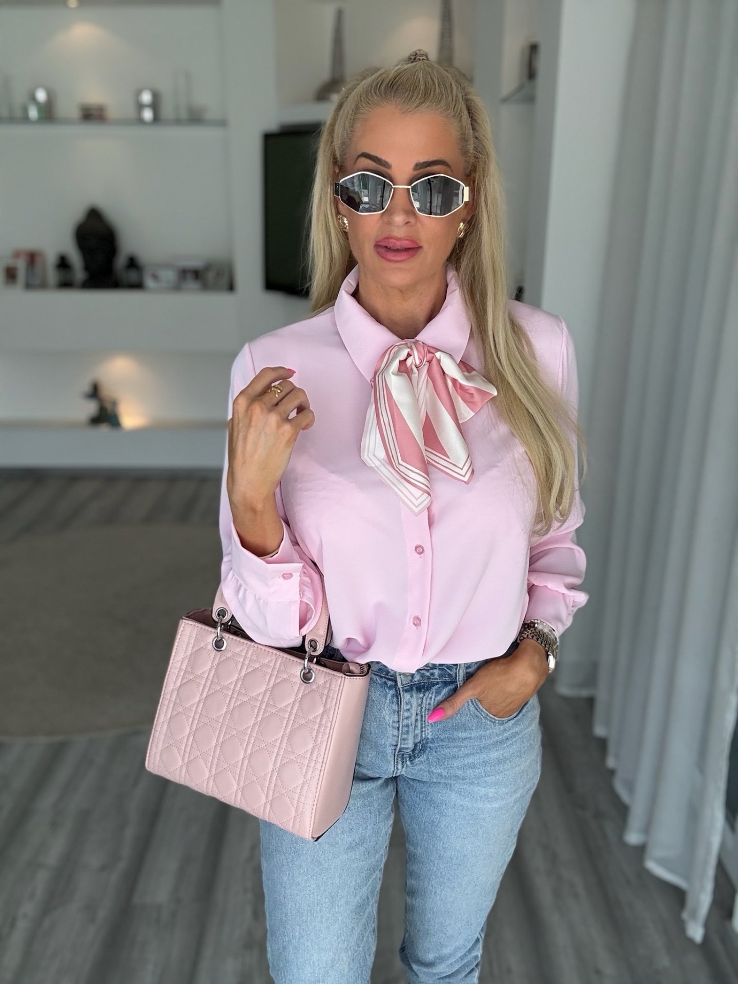 ING sállal rózsaszín 