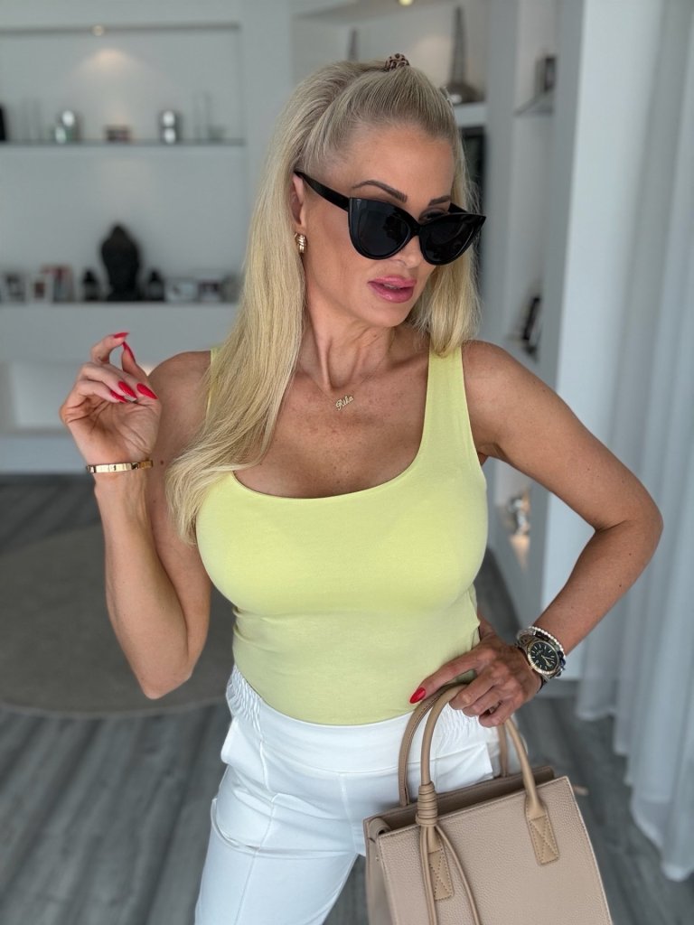 LAURA pamut trikó sárga 