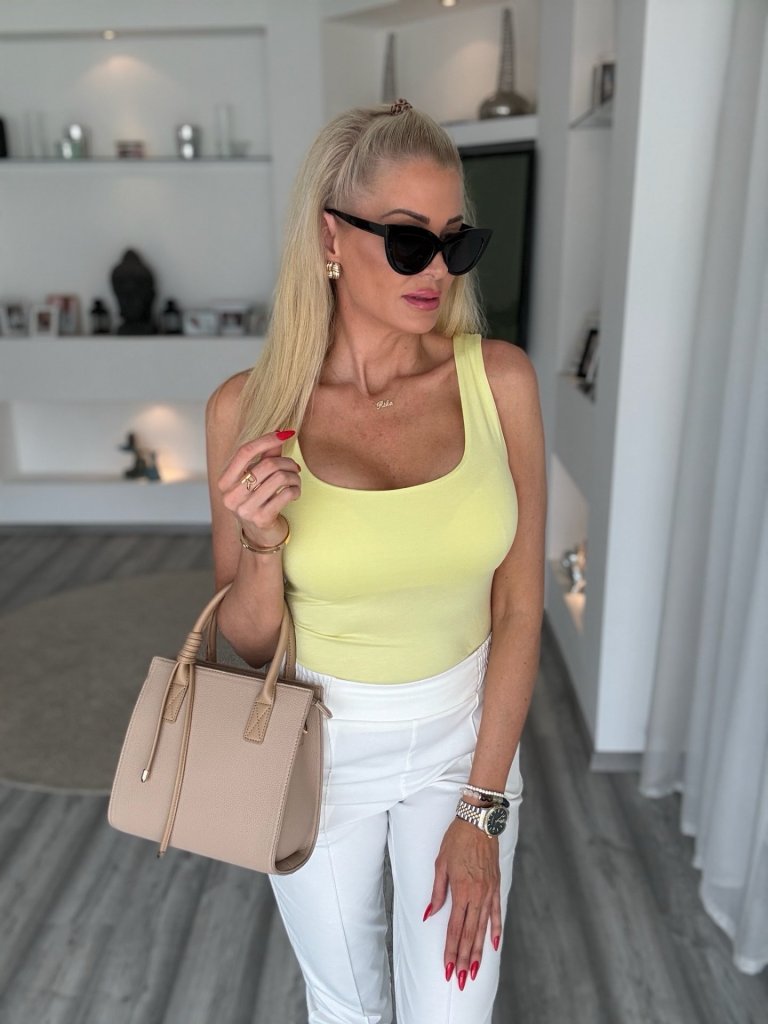 LAURA pamut trikó sárga 