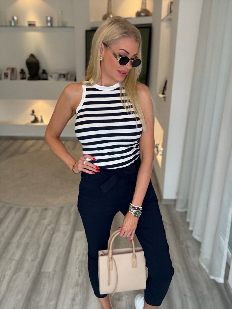 OLIVIA nadrág megkotővel sötétkék 