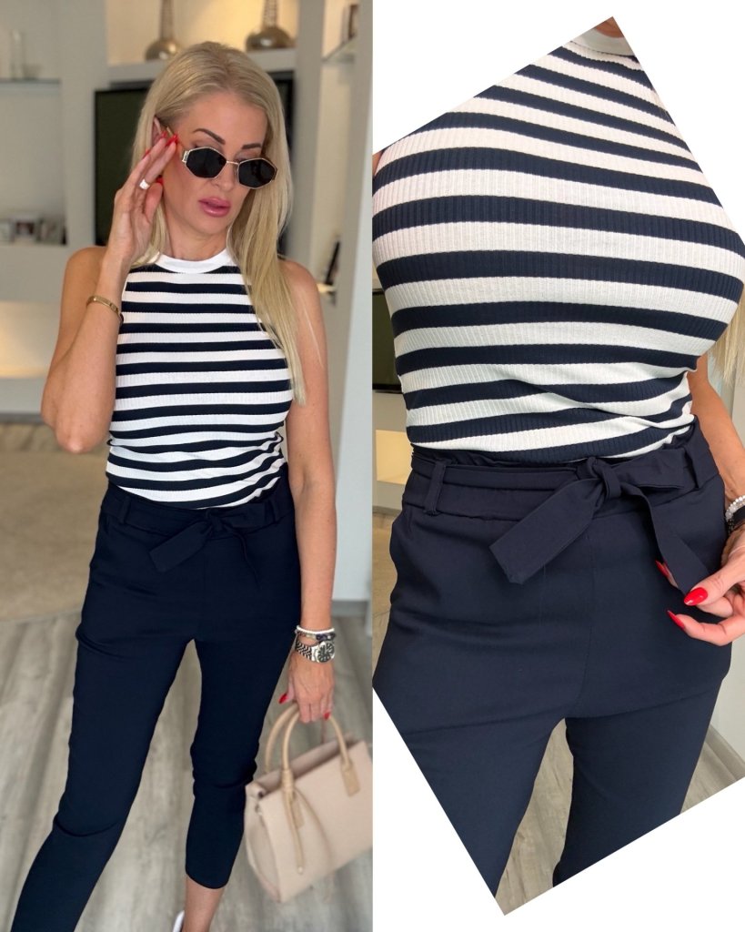 OLIVIA nadrág megkotővel sötétkék 