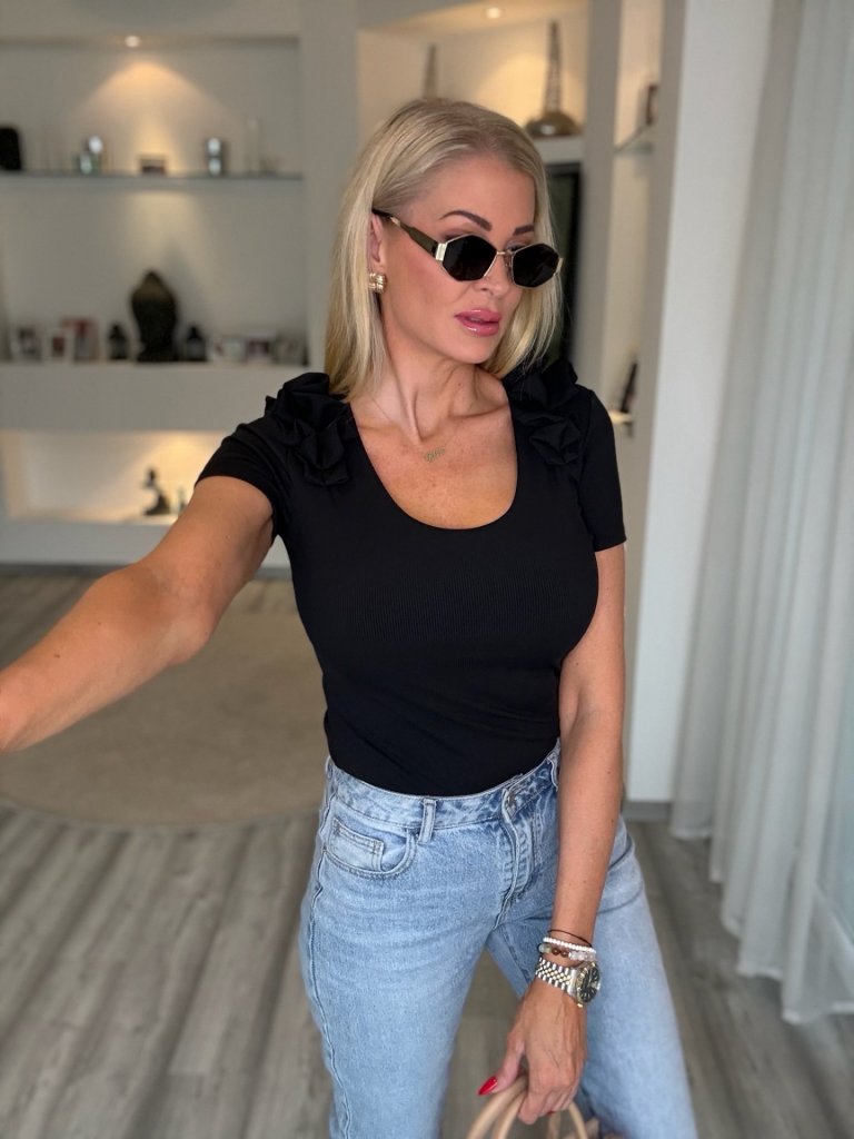 ROSÉ rövid ujjú felső fekete 