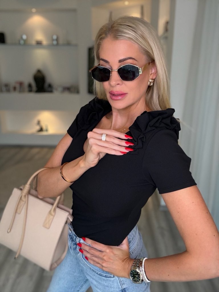 ROSÉ rövid ujjú felső fekete 