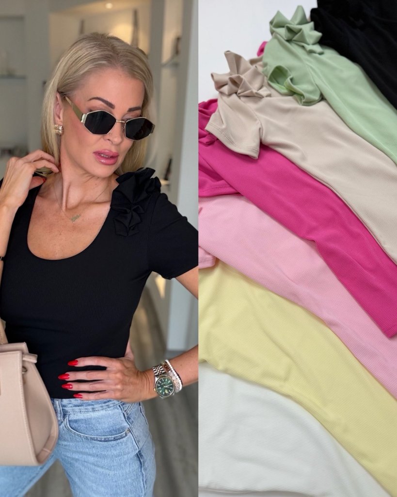 ROSÉ rövid ujjú felső fekete 