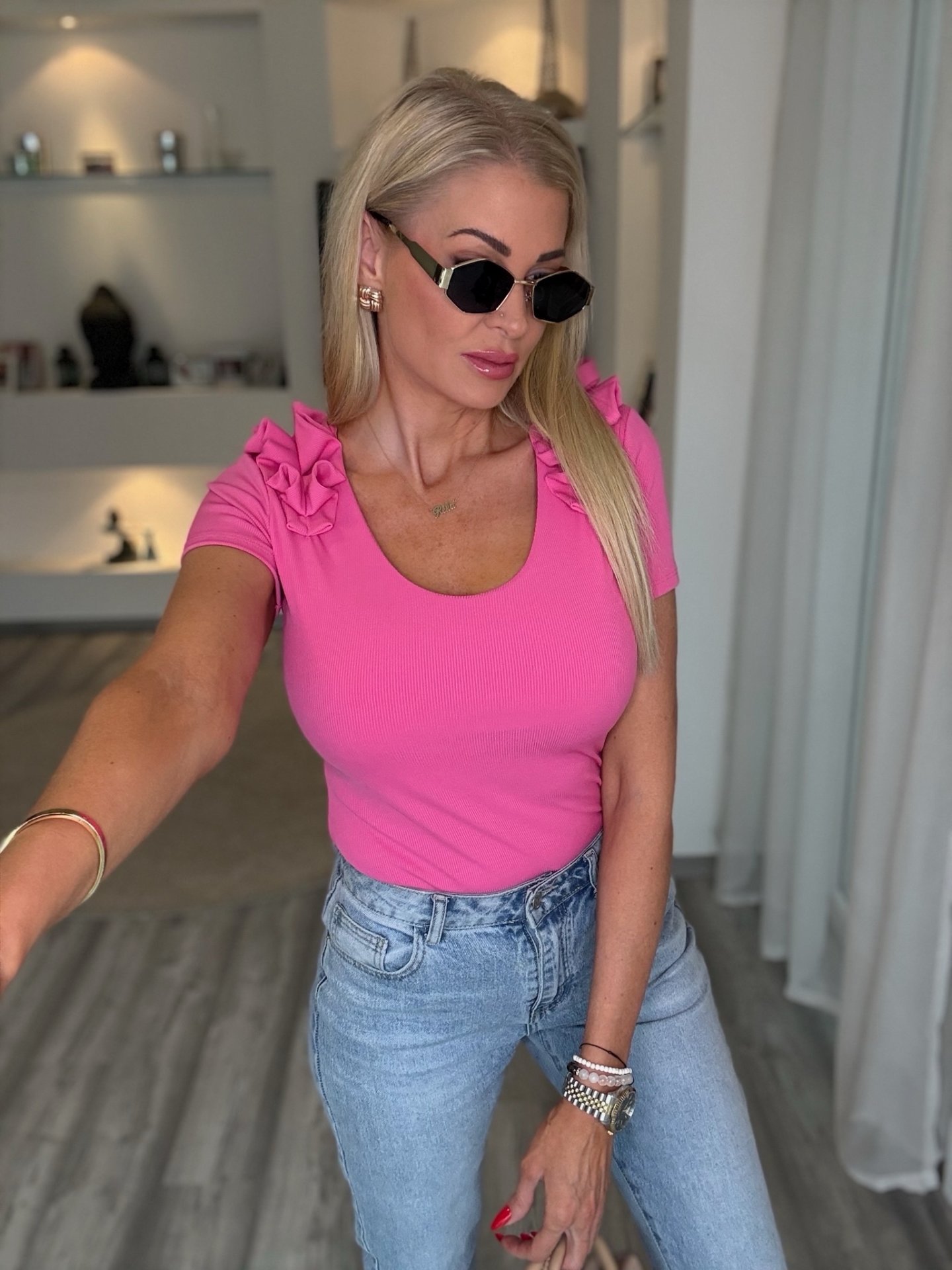 ROSÉ rövid ujjú felső pink