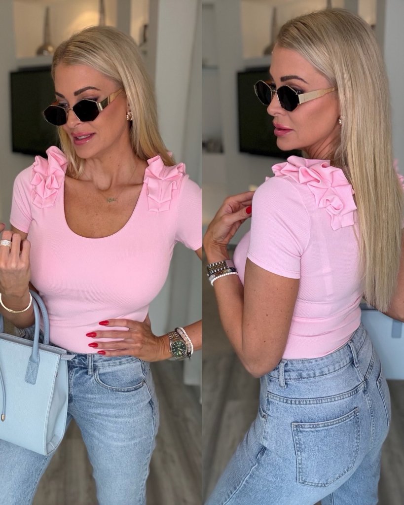 ROSÉ rövid ujjú felső rózsaszín 