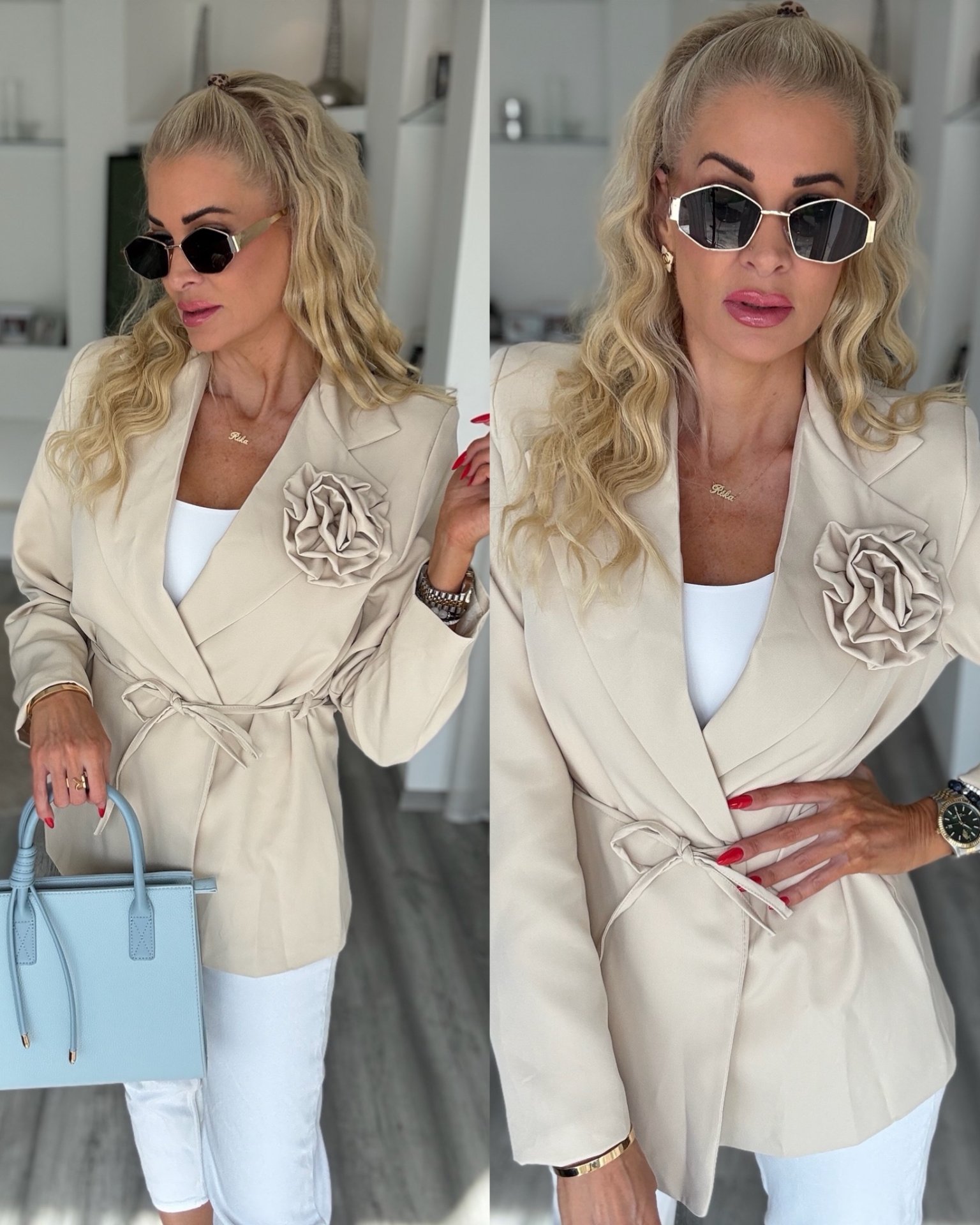 RÓZSÁS blézer bézs 