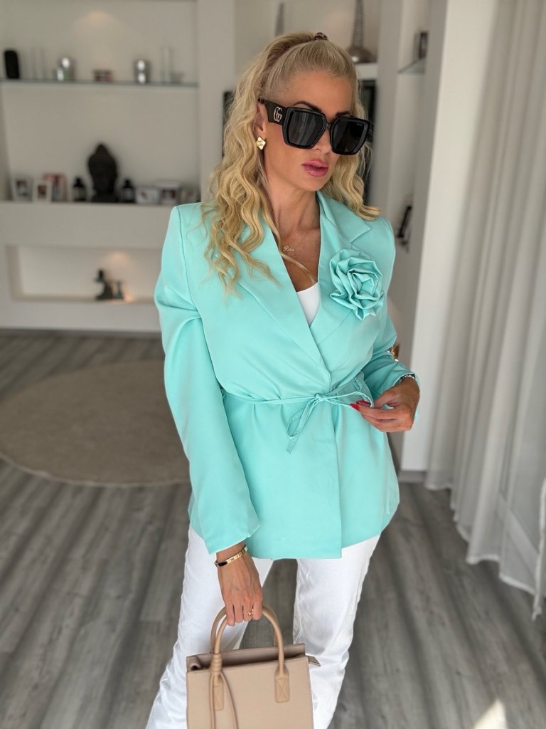 RÓZSÁS blezer turkiz