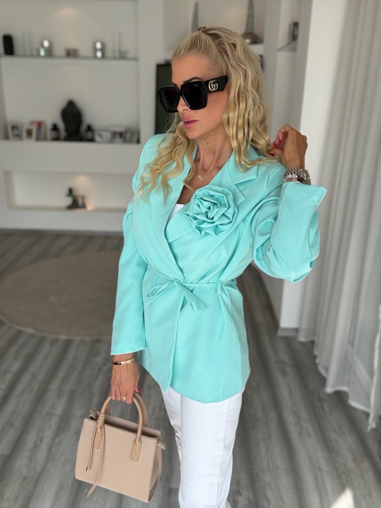 RÓZSÁS blezer turkiz