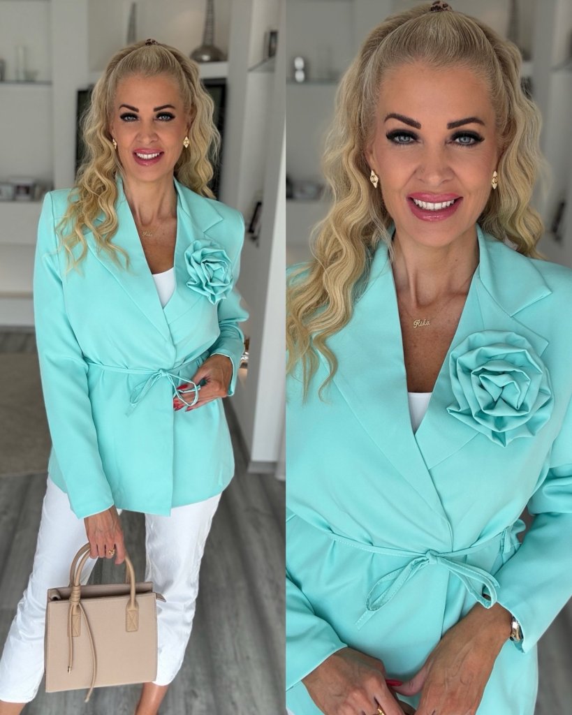 RÓZSÁS blezer turkiz